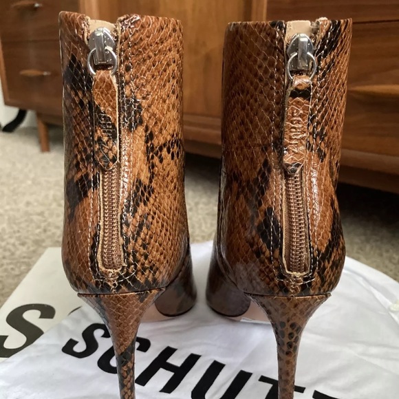 SOLD Schutz Brown Snakeskin Heeled Booties - Picture 4 of 8